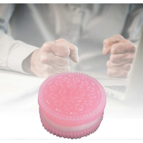 Cookie Squishy Biscuit Stress Relief Leksak, Ultra-Mjuk Kläm Sandwich Simulerings Dekompressions Leksak[HK] Pink