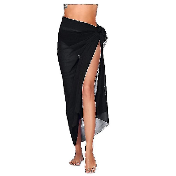 Strand Sarong Pareo Bikini Wrap Skørt Cover Up Til Badetøj[HK] Black