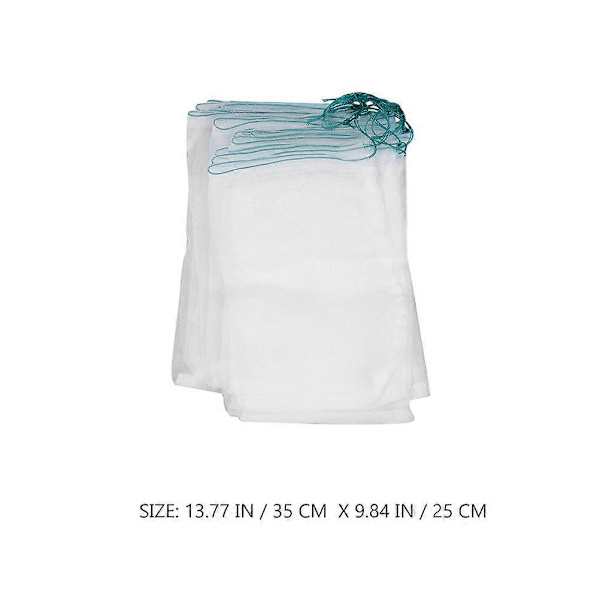 Nylon Mesh-påsar för Fruktskydd Vit Dragsko 50st Nätpåsar[HK]