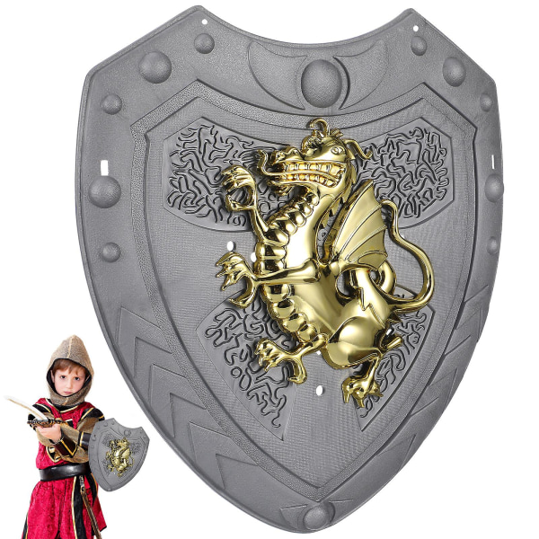 Dragon Shield Toy Warrior Cosplay Shield Pretend Play Shield For Children Kids[HK] 28X24X1.5CM Silver