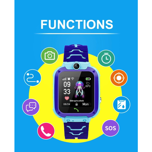 Q12 Kids Smart Watch Sos Kello Vedenpitävä Ip67 Kids Lahja IOS Androidille, vaaleanpunainen