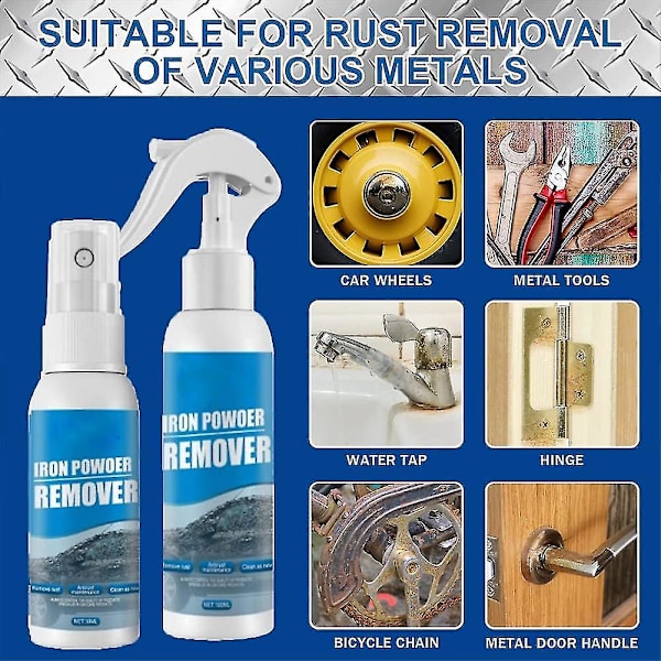 Bils Rustfjerner Spray, Jernpulverfjerner, Bil Rustfjerner Spray Metal Maling Rengøringsspray Opløs Rust På Metal[HkkK] 2pcs 100ml