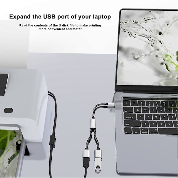 Type A Type-C Hann til Dobbel USB 2.0 Hunn Adapter USB-C OTG Splitter Y Kabel Konverter Støtte[HK]
