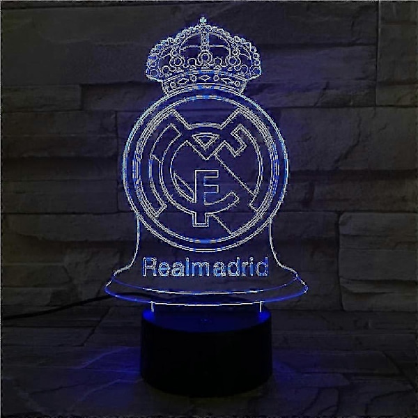 Wekity 3D LED Nattlampa Illusion Lampa 16 Färgskiftande Dekorlampa Perfekta Presenter Till Barn (val) (Real Madrid)[HK]