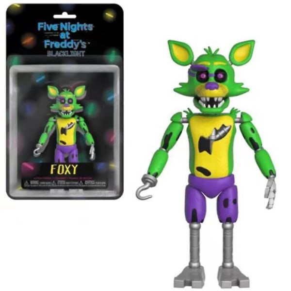 14cm Fnaf Figurer Nightmare Freddy Bonnie Foxy Chica Actionfigur Pvc Samling Bevegelig Blacklight Freddy Frostbe Modell Leker[HK] BL Foxy 14cm