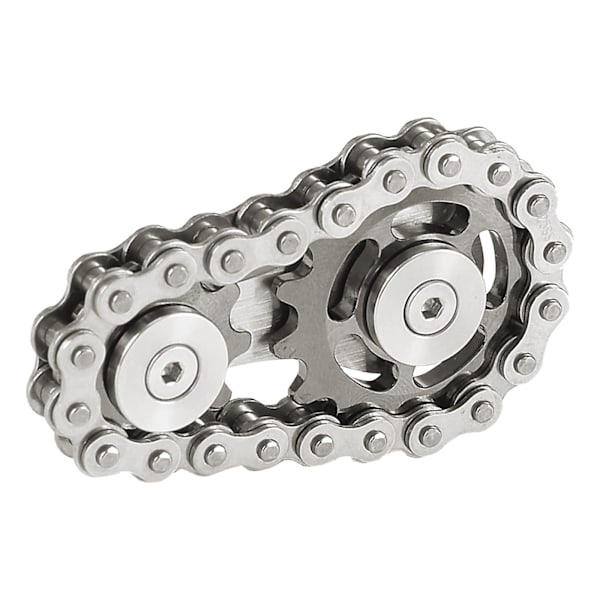 Cykelkæde Gear Fidget Spinner Metal Tandhjul - Rustfrit Stål Nyhedslegetøj til Stressaflastning og Håndstyrke[HK] silverblack
