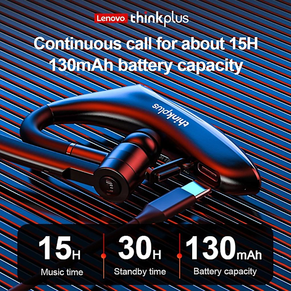 Lenovo Think Plus Bh4 Trådløse Bt 5.0 Hovedtelefon Enkelt Øre Business Øretelefon Hifi Lydkvalitet Opkald Støjreduktion Ørepropper[HK] black