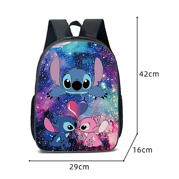 Stitch-aiheinen reppu lapsille, pojille ja tytöille, sarjakuva-aiheinen koululaukku, matkareppu, olkalaukku [HK] A