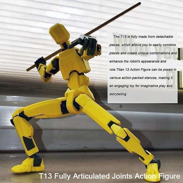 T13 Titan Robot Actionfigur Legetøj, Multi-Leddet Bevægelig 3D-Printet Figur Dummy- Desktop Dekorationer, Valentinsdagsgaver til Ham (Sort)[HK] Black