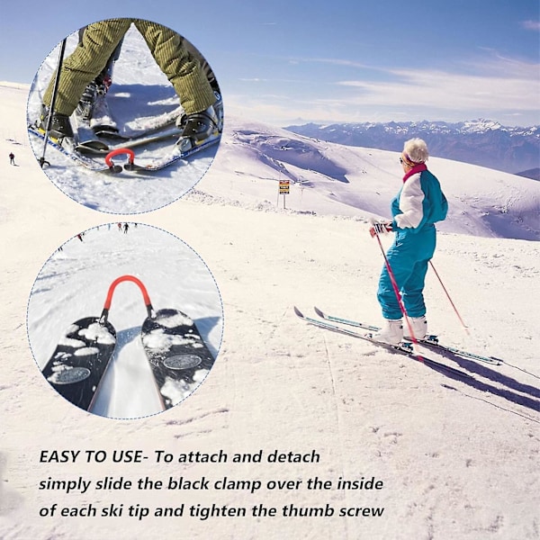 Ski Tip Connector til Børn, Ski Connector, Ski Træningshjælp Ski Træningsudstyr, Alpin Ski Tilbehør til Begyndere[HK] pink
