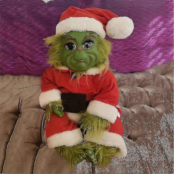 Julen Grinch Latex Plyschdocka Återfödd Baby Grinch Fylld Leksak Julgåva[HK] Red