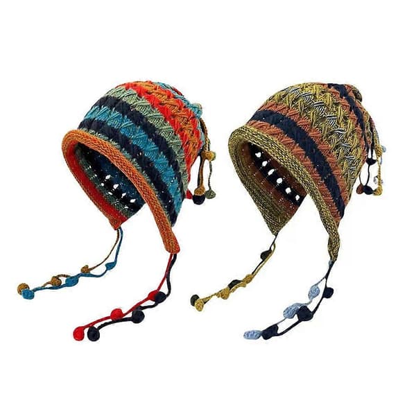 Ny Varm Vinter Stickad Mössa Plyschboll Dekor Elastisk Tjock Vinter Upp Tofs Spets Ihålig Mössa Höst Ut Mössa Pullover För Kvinnor[HK] Red