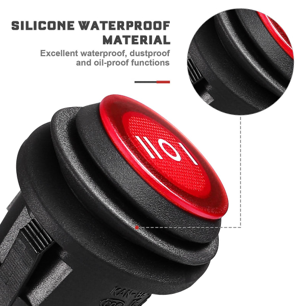 1 stk Vandtæt Knapswitch Bådswitch Bilswitch Hjemmeapparat Switch 3 Positioner Vippekontakt [HkkK] Black