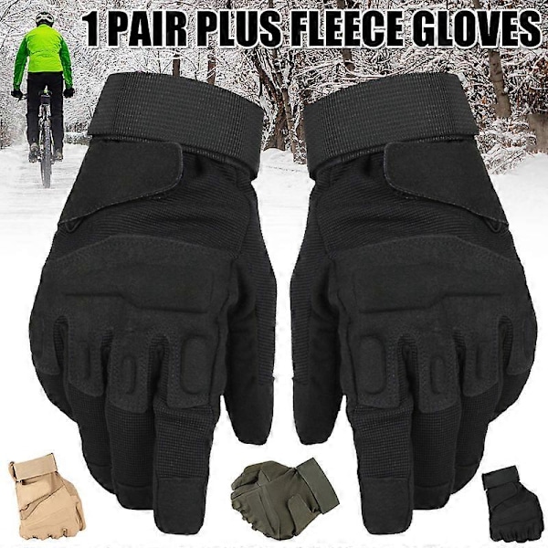 \"Herr Plus Sammetshandskar Vindtäta Fullfinger Utomhus Handskar för Vandring Camping\"[HK] XL Army Green