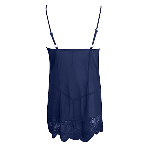 Lady Sexy Lace Lingerie Sleepwear Nightdress[HK] Navy Blue M