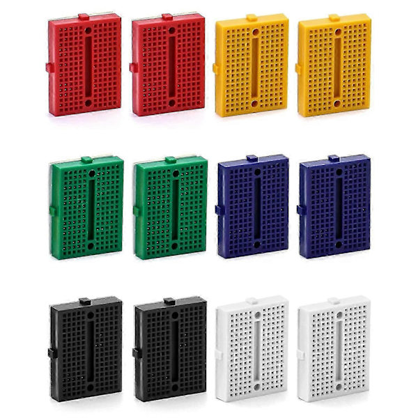 170 Punkts Mini Breadboard Kit, 12-pak Lille Breadboard PCB Bread Board Kit med Selvklæbende Bagside [HK]