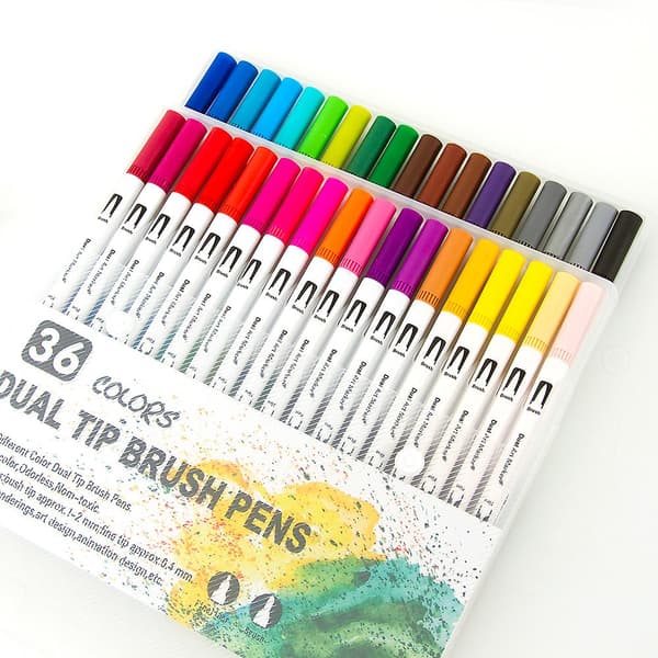 36 farger Dual Tip Brush Pens Art Markers Set[HK]