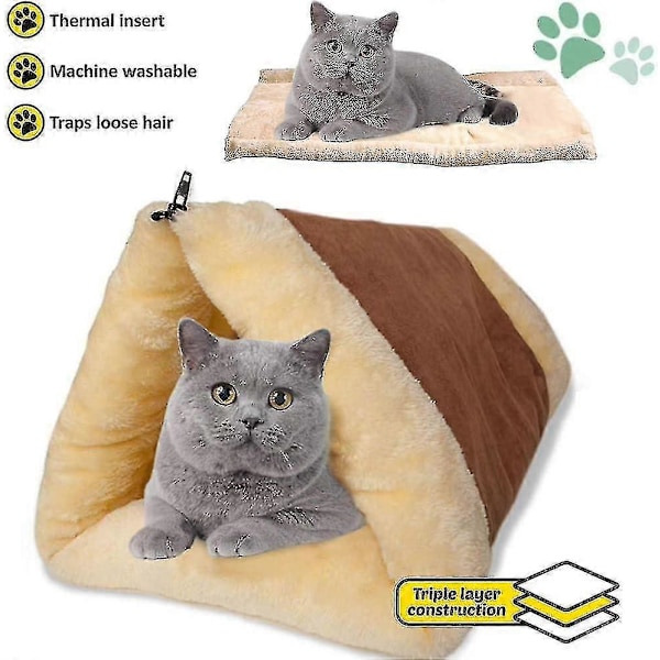 Selvopvarmende tæppe til katte og hunde, størrelse: 90x59cm, innovativt og miljøvenligt varmemåtte, 2 i 1 tube kattemåtte og seng Walkbee[HK]