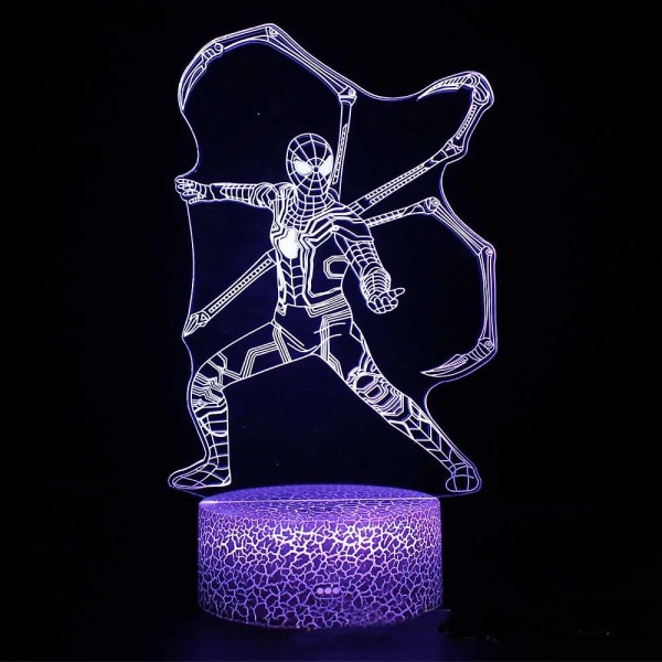 2024 Anime Character SpiderMan-lampa 3D LED-lampor Barn sovrumslampa LED-leksak Modell Dekoration Barngåva[HkkK] Light Blue 7 colors no remote