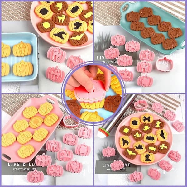 9-delt gresskar- og stempelsett for baking