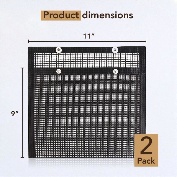 2-pakke grillposer i mesh, gjenbrukbare, non-stick grillposer i mesh/grillmatte for fisk V([HK])