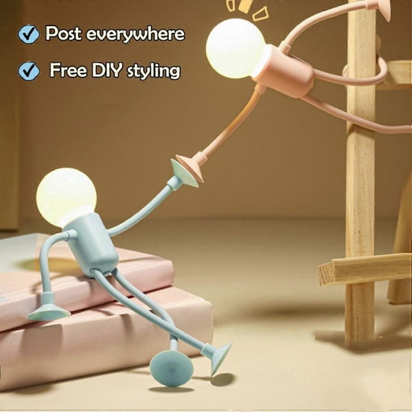 LED Sengelampe med Udskiftelig Form Sjovt Natlys med Sugekop Blødt Lys DIY Form Sødt Lys[HK] Pink