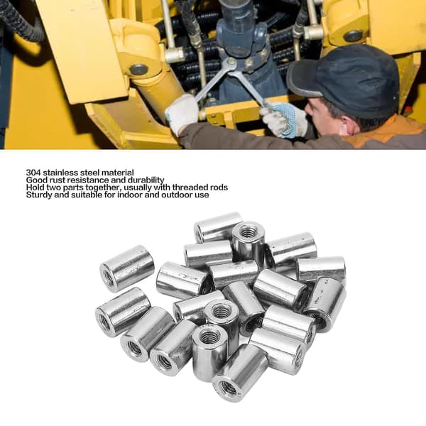 20 stk koblingsmutter rund stangforbindelse 304 rustfritt stål innvendig gjenge M6x1.0 12 L17mm[HK]