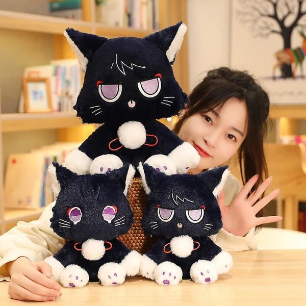 25/35 cm Anime Genshin Impact Kawaii Scaramouche Black Cat Plysj Leke Utstoppet Myk Wanderer Pet Cosplay Dukke Leker For Barn Gaver[HK] 25cm no mouth cat