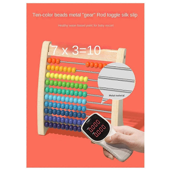 Matematik Beregningsstativ, Addition og Subtraktion Talgenkendelses Artefakt, Træ Abacus[HK] As Shown