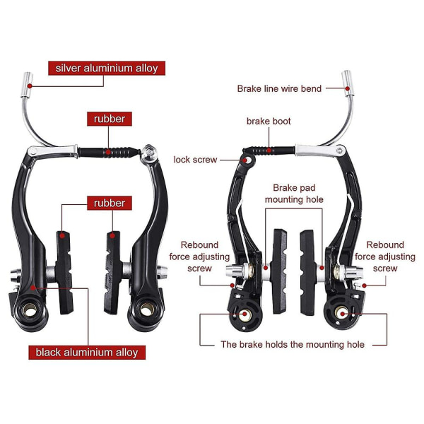 Komplett cykel mountainbike set, v-broms + ytterkablar + spak + fram- och bakcykelbromstillbehör([HK])