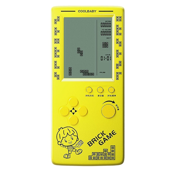 Rs-100 Tetris Game Console Classic Block Game Puzzle Games Player Handheld Game Machine Brick Games Batteries Not Includedbeyamis G   Yellow