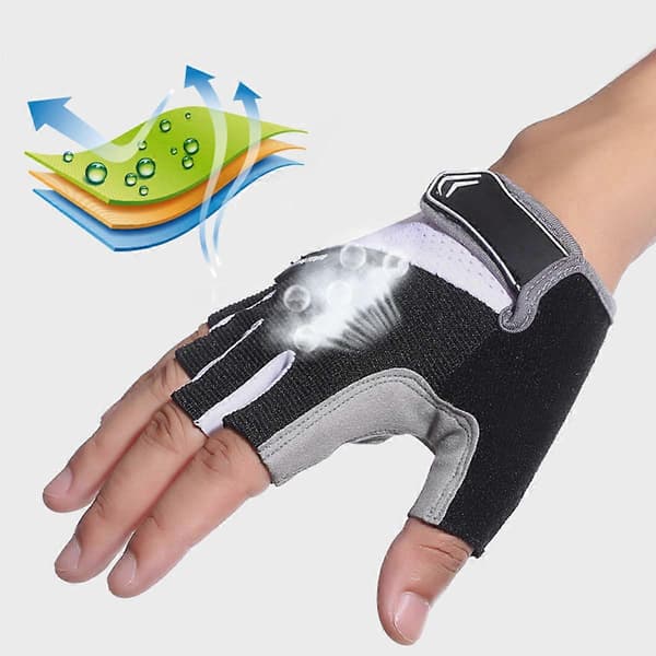 Halvfinger Korte Handsker til Cykling 1 Par Åndbare Sorte Handsker[HK]