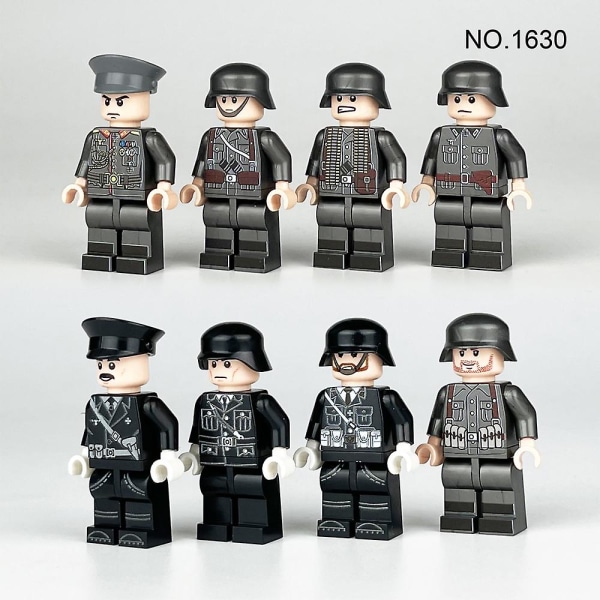 8 stk Militært samlingslegetøj Tyske soldater samlede minifigurer