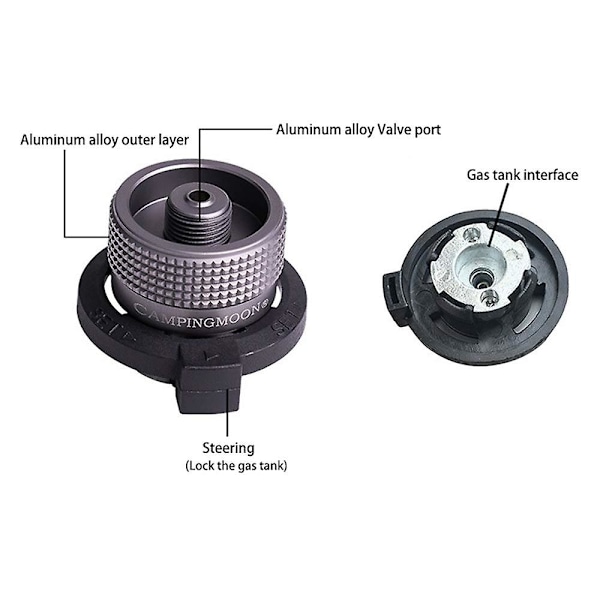 Adapter til låsekonvertering, til dyseflasketype/butangaspatron/skruepå-gastank/lindalventilbeholder (z11)[HK]