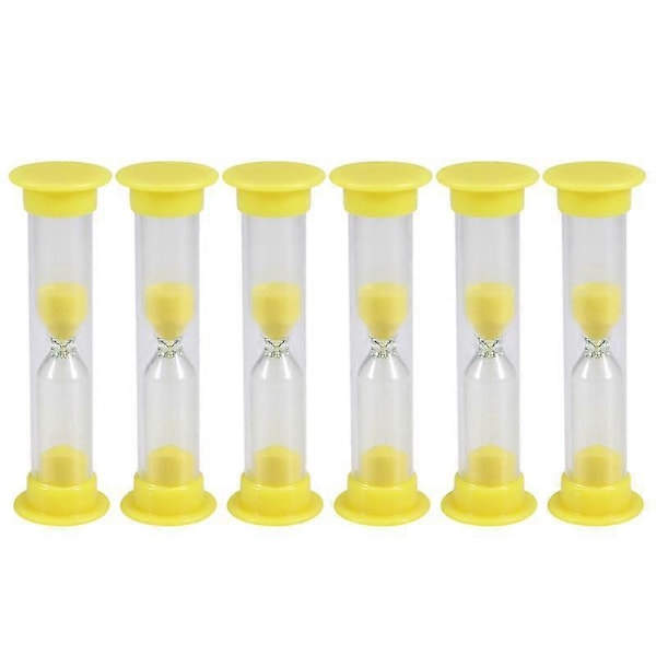 6 st 3 Minuter Timglas Plast Timglas Mini Barn Borstning Timer Sandklocka Timers För Barn (Gul)[HK]