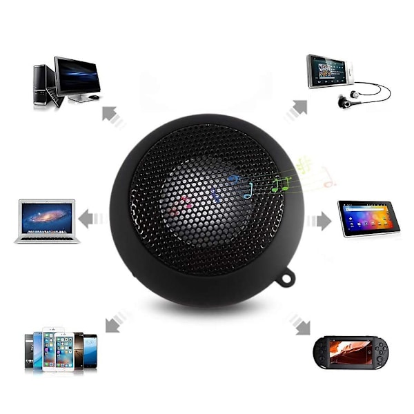 Mini Højttaler Bærbar Genopladelig Rejsehøjttaler med Aux Input Kablet 3.5mm Hovedtelefon[HK] black