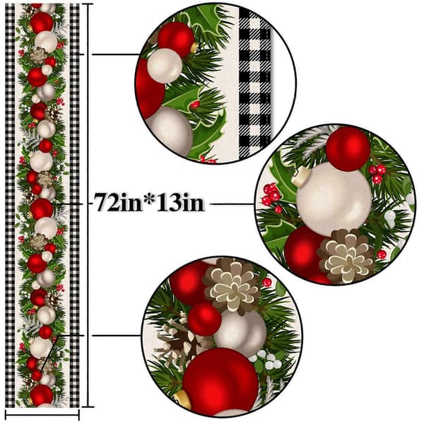 4X Sort og Hvid Gingham Julebordløber Tern Plaid Julepynt Ferie Hjem Køkken Indretning[HK]