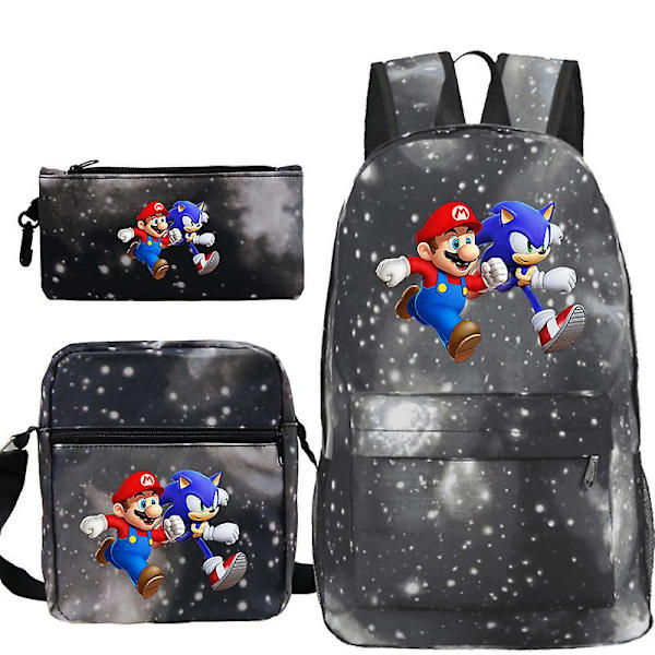Mario Ryggsekk 3stk Skoleveske Barn[HK] grey starry sky