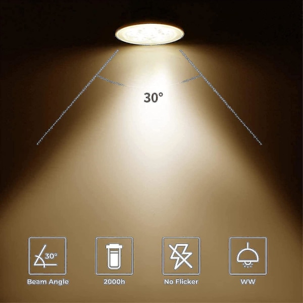 Pakke med 8 halogenpærer GU5.3 MR16 35W 12V dimmbare - varm hvit 2800K, 400 lumen, glassdeksel[HkkK]