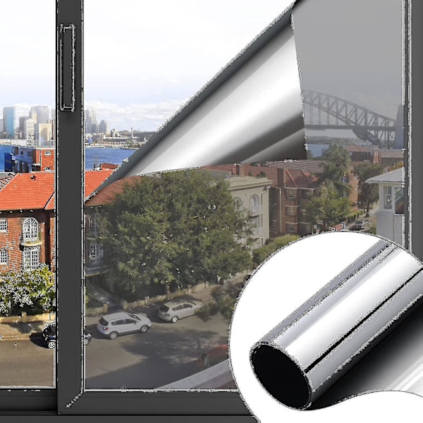 Självhäftande Anti-UV Fönsterfilm 60x200cm, Silver Spegelfilm För Värmeisolering, Anti-bländning, Integritetsskydd, Perfekt För Hem, Is[HK]