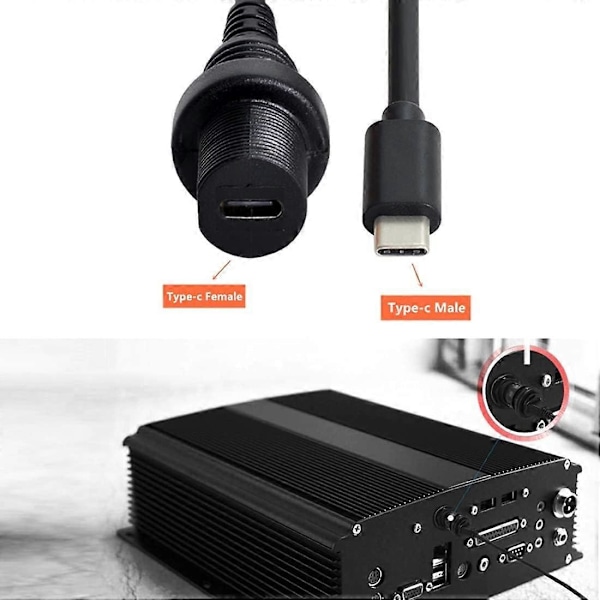 Vattentät USB C-kabel, USB 3.1 Typ C Hane till Hona, Dataförlängningskabel[HK]
