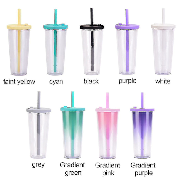 HKK  Ny Boba-mugg Bubble Tea-mugg 700 ml Bred Mun Smoothie-muggar Med Lock Sugrör Med Vit Rengöringsborste Snabb Frakt Ny