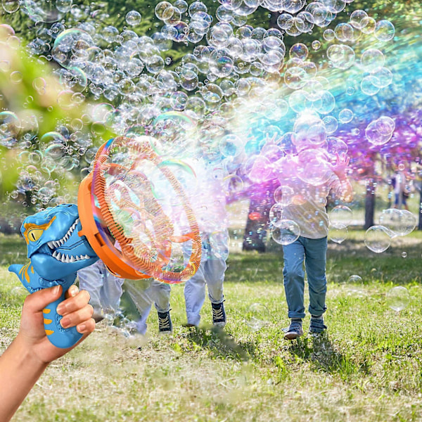 Bubbel Dinosaurie Bubbelmaskin Fläkt Elektrisk Vädermölla Sommar Strand Lekplatsleksaker För Barn[HK] Blue One Size