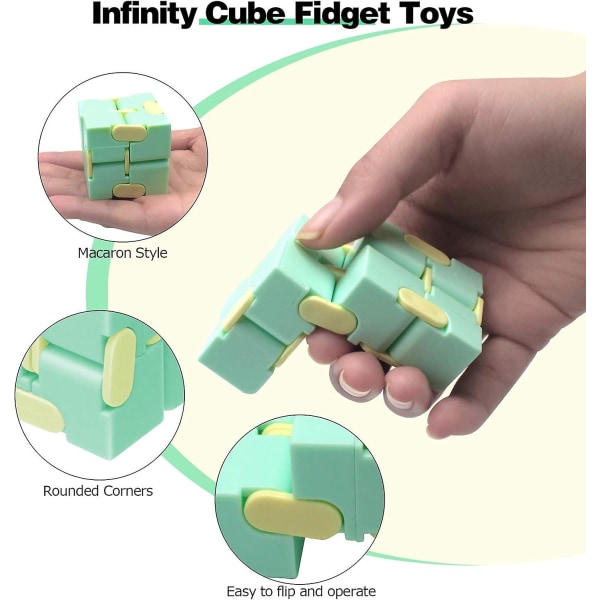 Fidget Cube Toy Stress Relief for voksne og barn - 4 brikker Magic Puzzle Flip Cube[HK]
