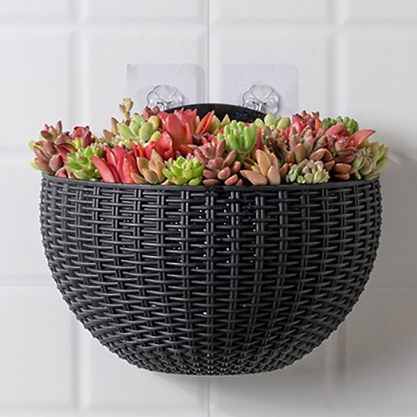 Seinälle kiinnitettävä kukkaruukku Kukkaruukku Lahja Parveke Puolipyöreä Sisä- ja ulkokäyttöön Koti Sisustus Riippuva Eurooppalainen Tyyli Maljakko[HkkK] Silver gray small  size