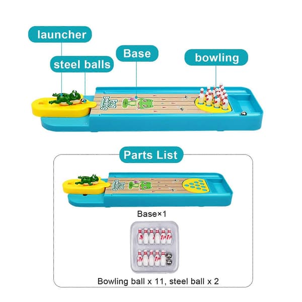 Bordsgroda Bowling Spel Lindra Stress Barn Inomhus Spel Launcher Leksaker[HK]