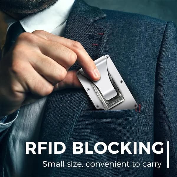 Mænds slanke RFID-pung med metalkortholder