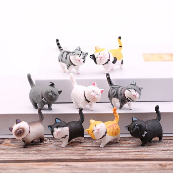 Kagefigur Miniature Kattedyr Figurer Holdbare Skrivebordsdekorationer 9stk Kreativ Hjemmeindretning Miniature Kattefigurer[HK] A