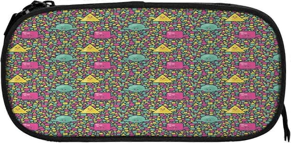 xc2253 Tribal Folk Pattern Triangle Pencil Case with Velcro Patch Panel - Customizable Emblem Design for Schools, Teams, Events xc2253[HK]