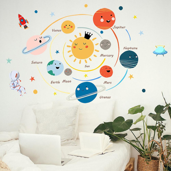 45x60cm Kids Wall Sticker Planets Solar System Wall Decoration For Kids Baby Living Room Bedroom([HK])